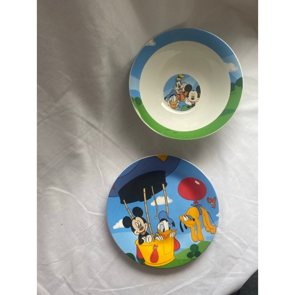 Vintage Disney Child's Ceramic Plate and Bowl from Mickey Mouse Clubhouse